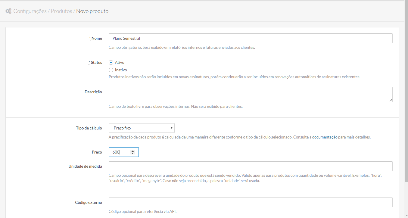 imagem plataforma da Vindi que mostra como criar e editar um plano parcelado